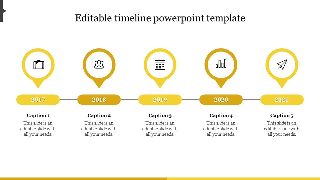Free - Editable Timeline PowerPoint Template Presentation -5 Node